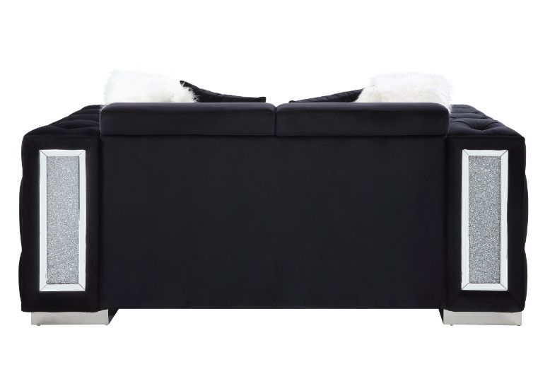 ACME Trislar - Loveseat - Black Velvet - 33" | Meri Furniture