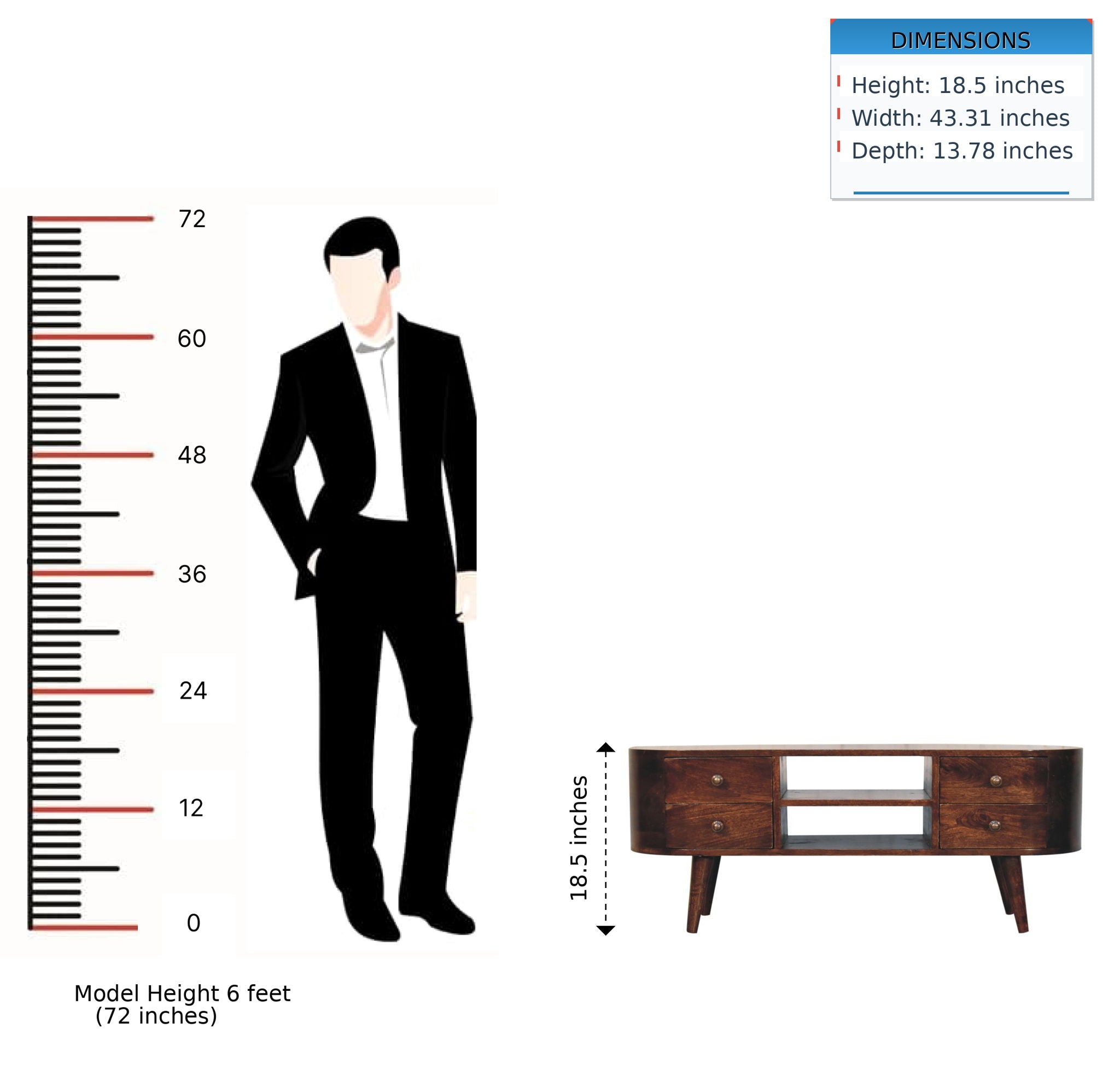 Solid Wood Rounded Entertainment Unit