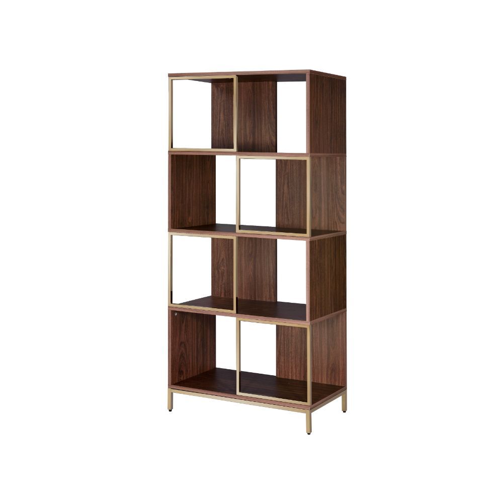 ACME Diwan - Bookshelf - Walnut & Champagne | Meri Furniture