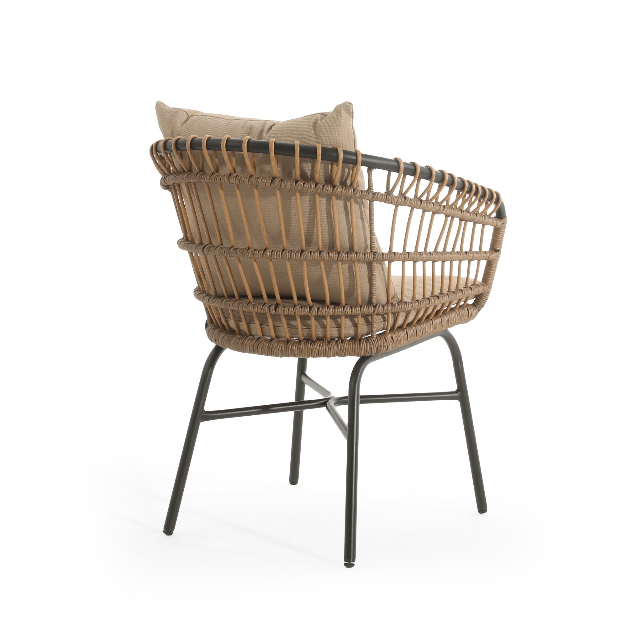 Contemporary Outdoor Patio Chairs With Cushions (Set of 2) - Beige / Black