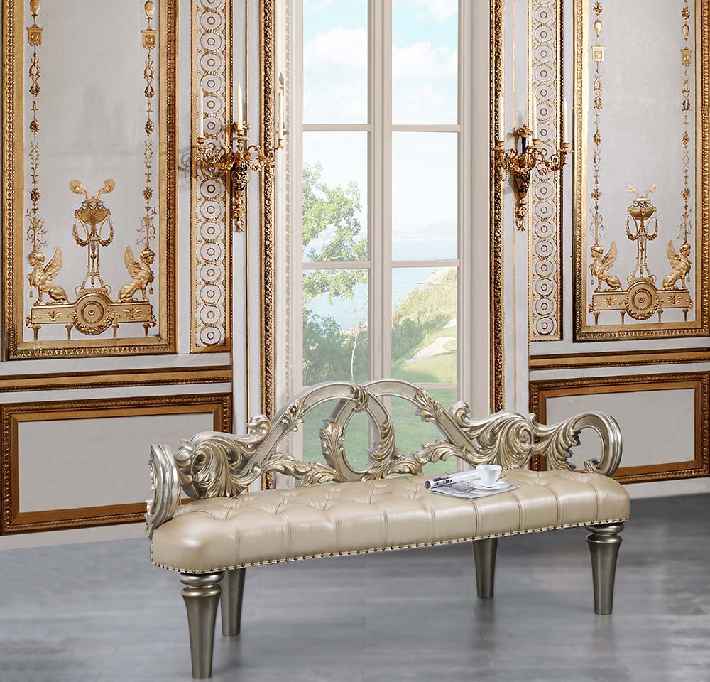 ACME Danae - Bench - Champagne & Gold Finish | Meri Furniture