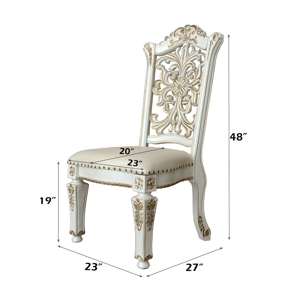 Vendome - 48" Side Chair Set of 2) - Synthetic Leather & Antique Pearl