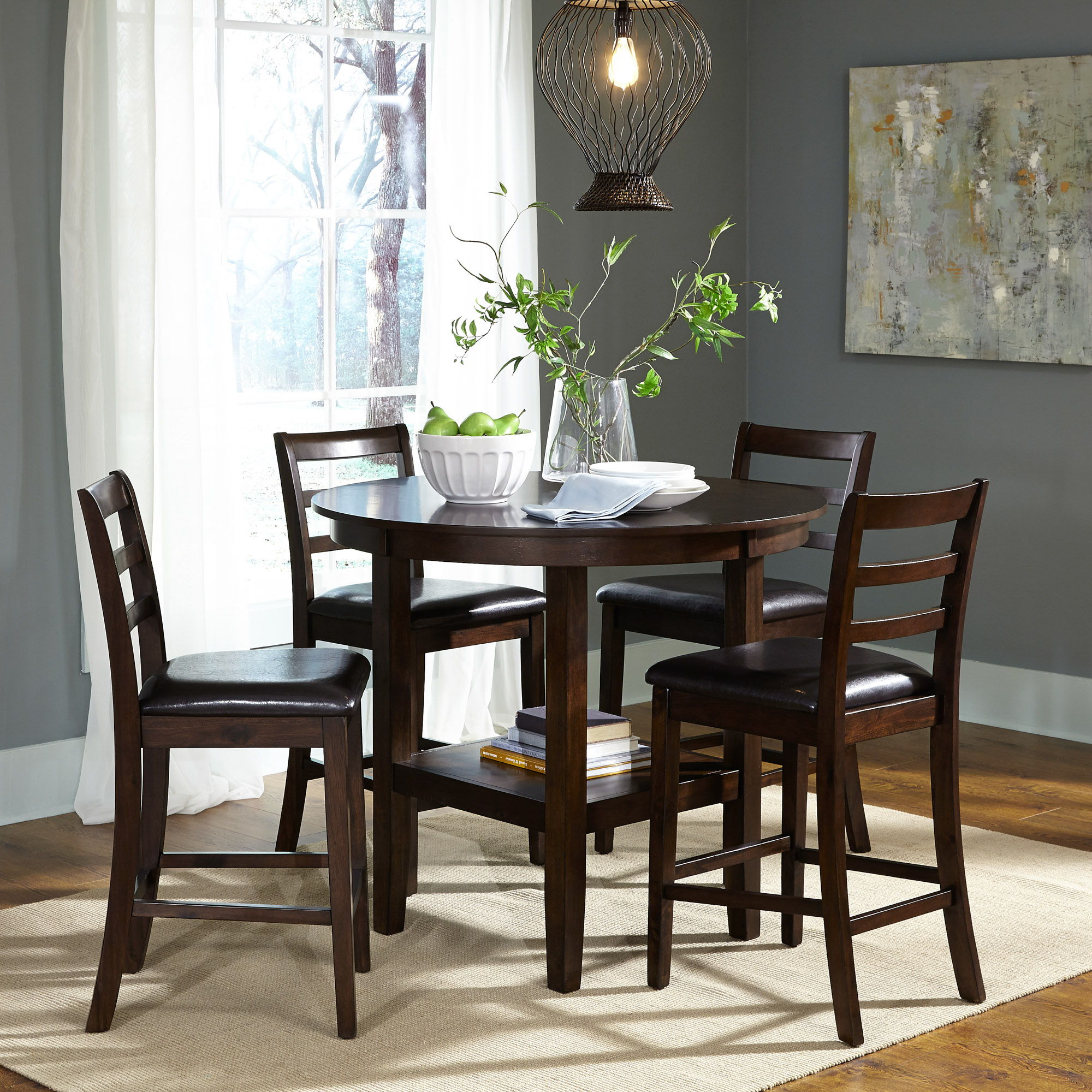 Liberty Furniture Hampton - 5 Piece Pub Table Set - Dark Brown | Meri Furniture