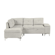 Versatile L Shaped Sofa Bed With Storage, Cup Holders, USB Ports Chenille