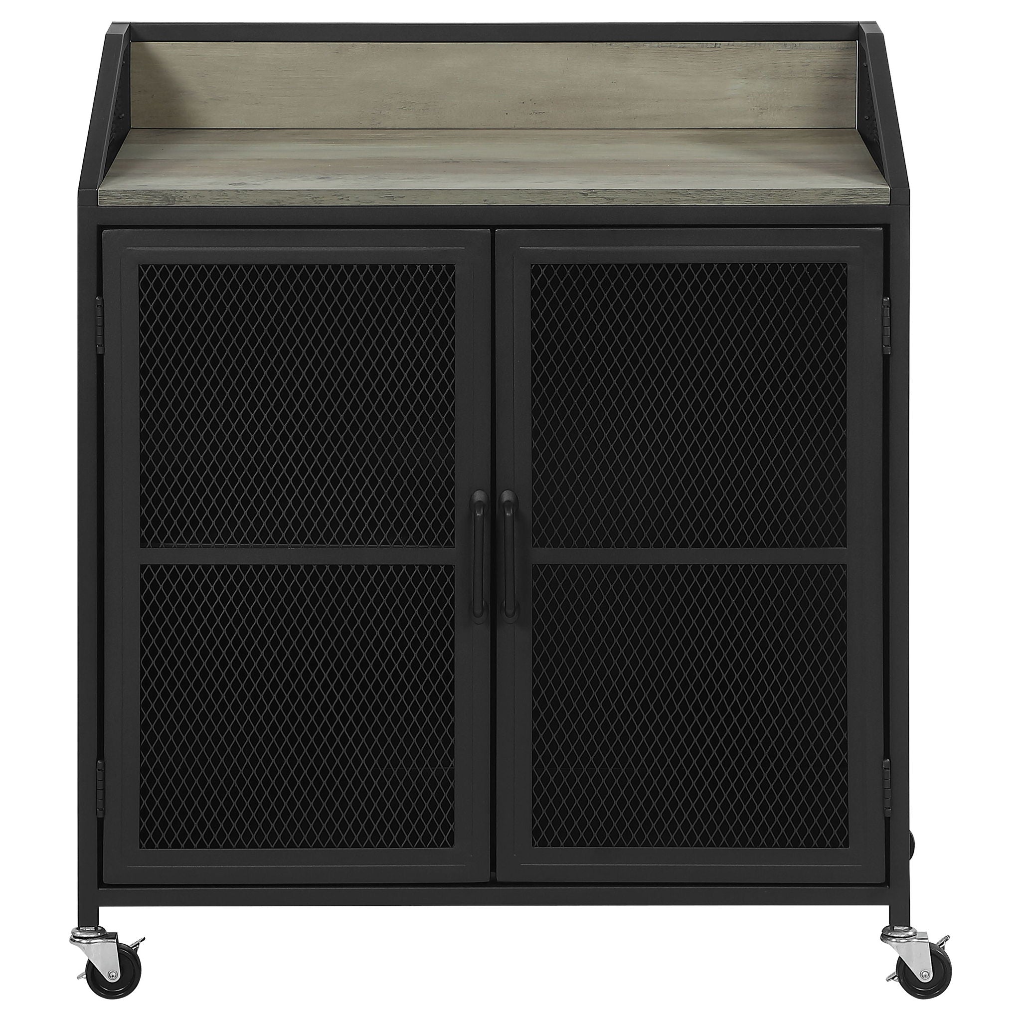 Arlette - 2 Door Mobile Home Bar Wine Cabinet With Smooth Rolling Casters - Black