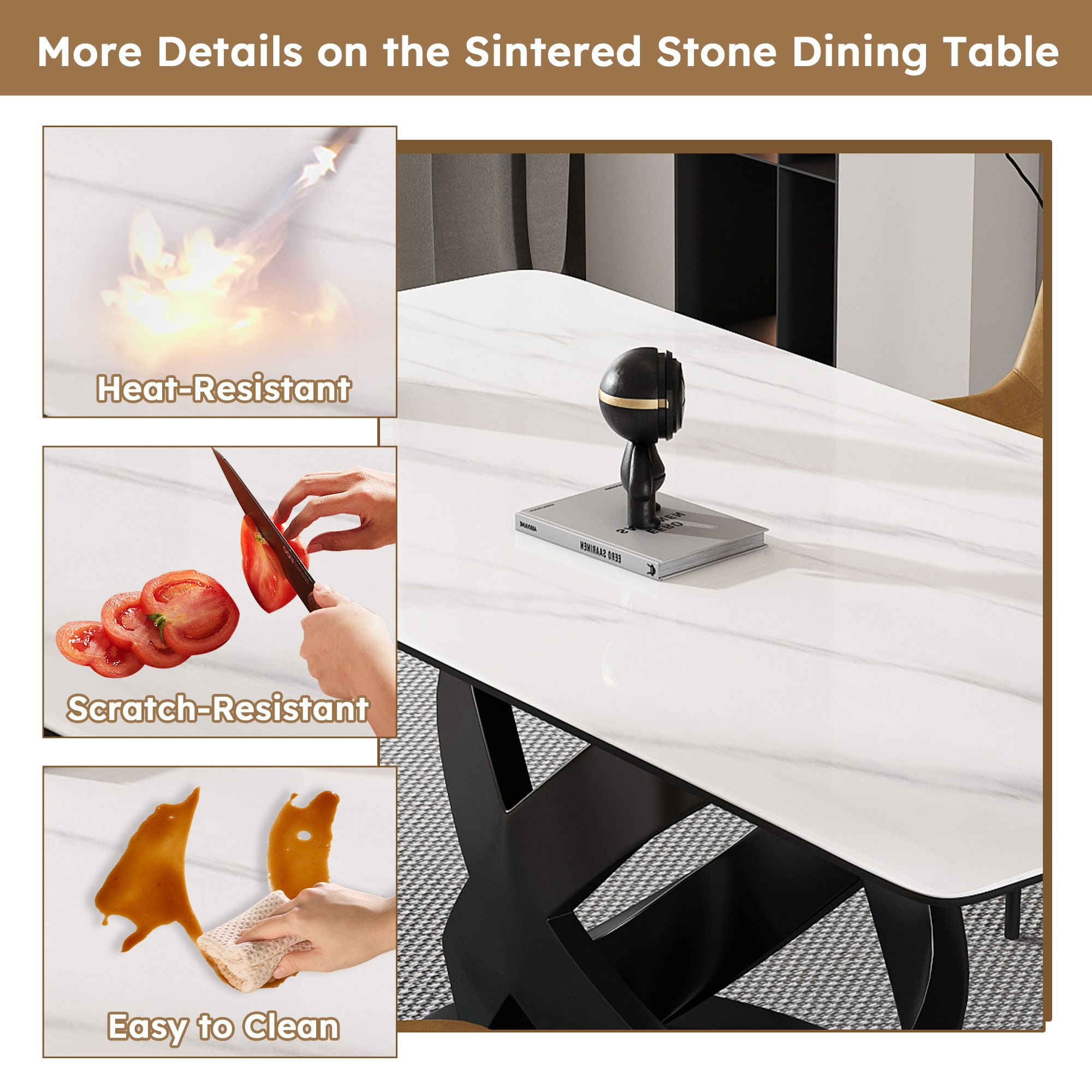 Rectangular Dining Table - Black / White