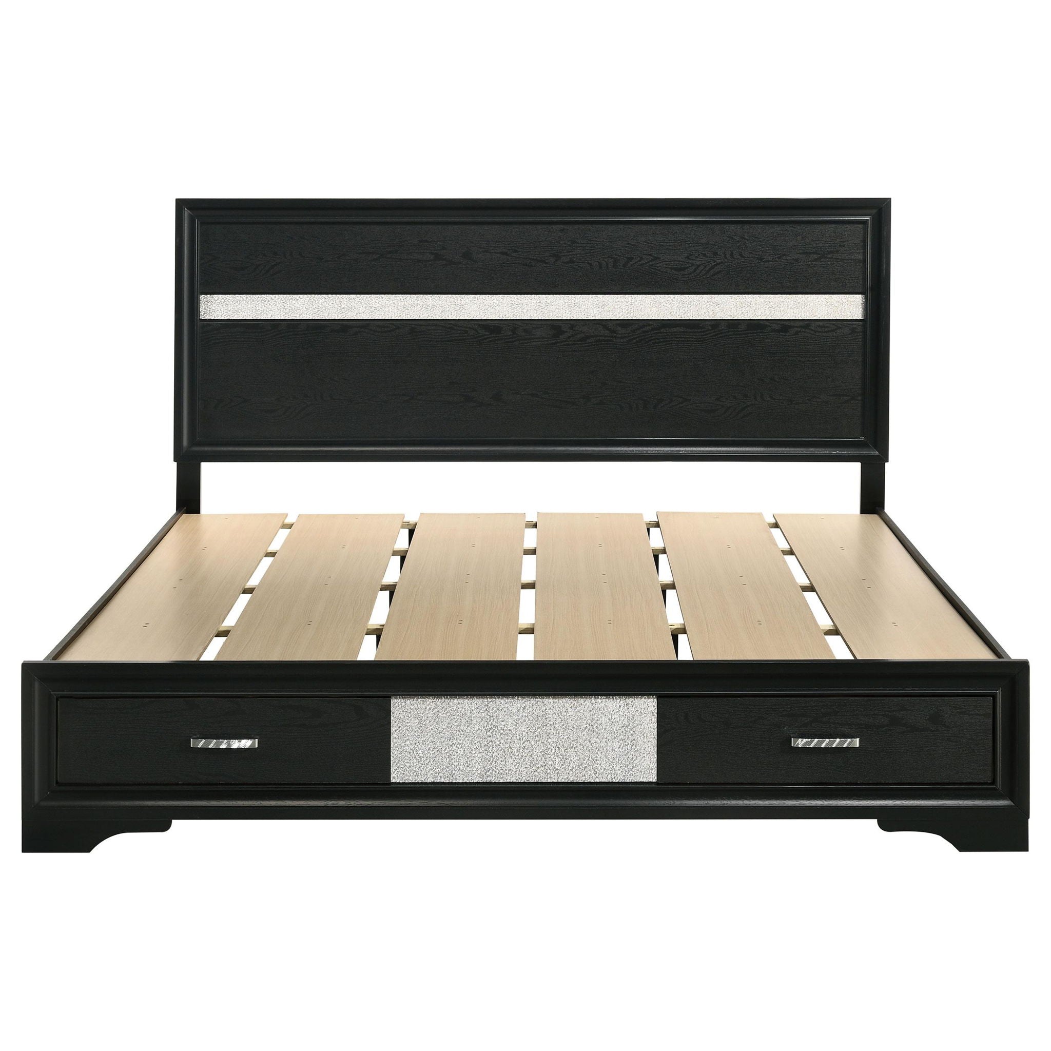 Miranda 51-inch Wood California King Storage Panel Bed Black