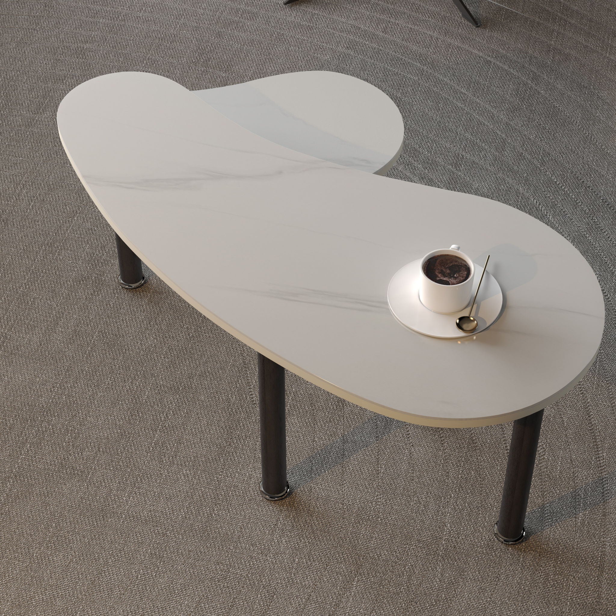 Rotatable Cocktail Table With Solid Legs, 360 Degree Rotating