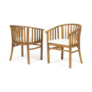 Outdoor Wooden Dining Chairs With Cushions (Set of 2)