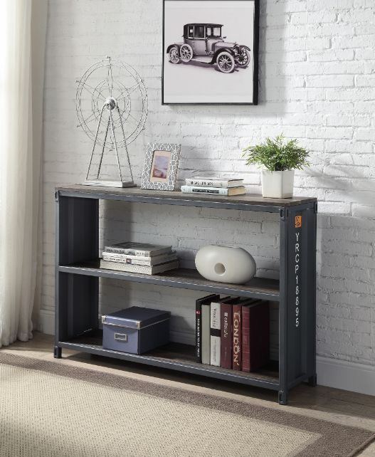 ACME Cargo - Bookshelf - Weathered Oak & Gunmetal Finish | Meri Furniture