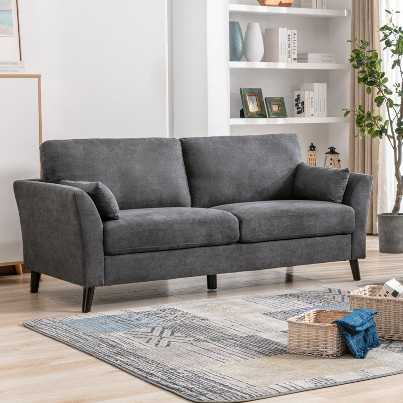 Damian 77"W Gray Woven Fabric Sofa
