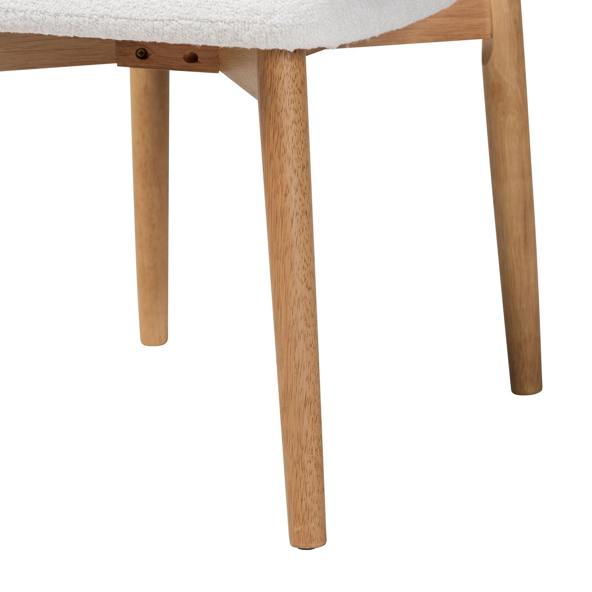 Wattsu 5-Piece Dining Set - Solid Wood Rectangular Table with Boucle Upholstered Chairs, Mid-Century Modern Dining Furniture for Kitchen or Dining Room, Natural and White