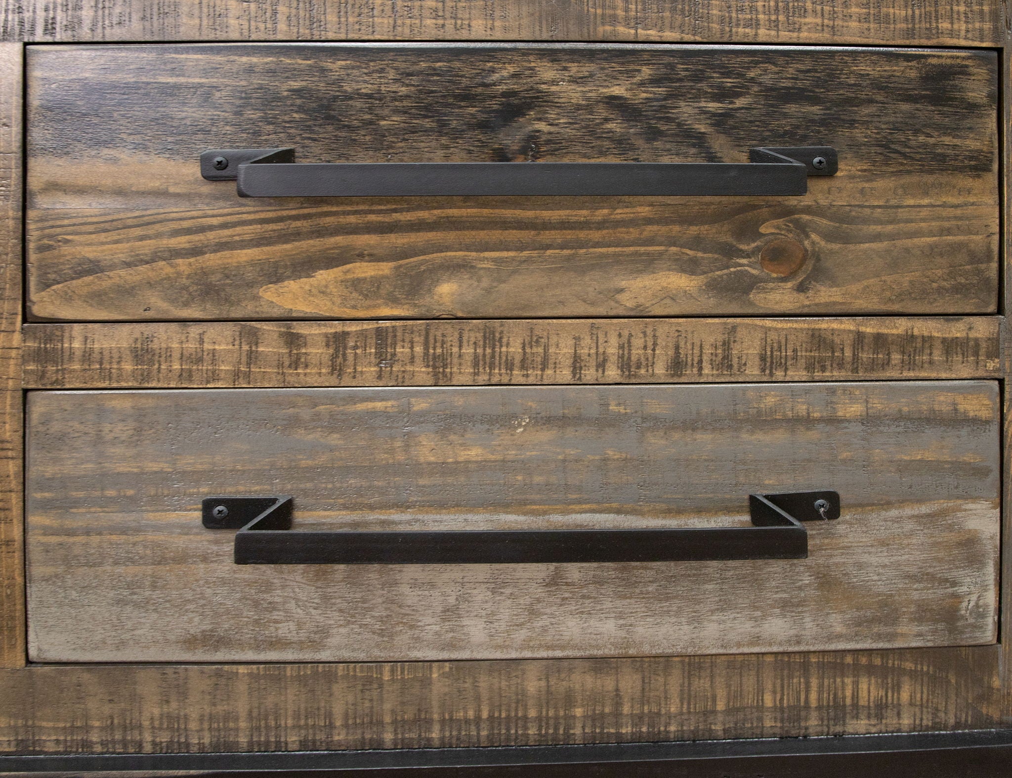 Loft - 76" TV Stand / Console With 2 Drawers / 4 Doors - Two Tone Gray / Brown