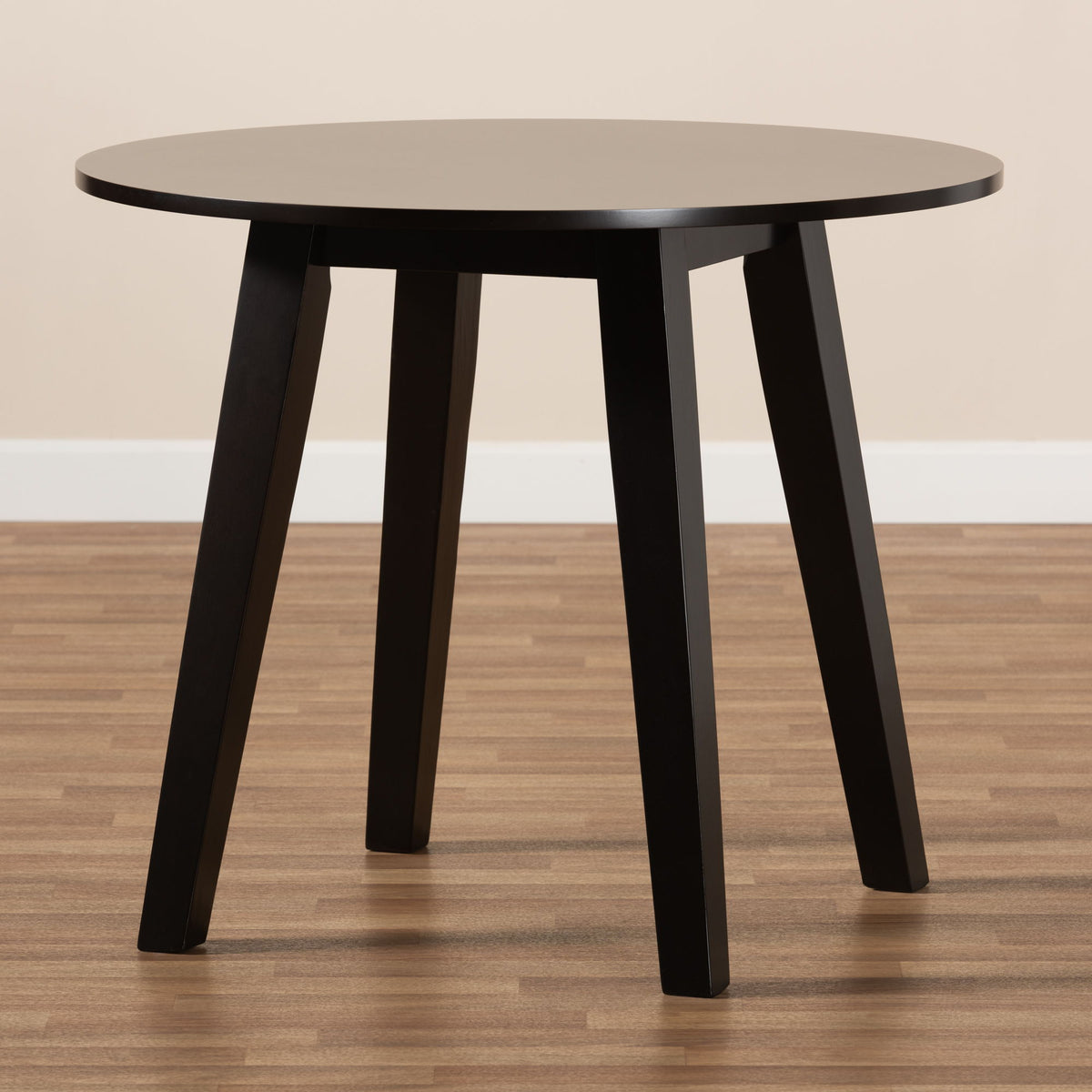 Ela Modern and Contemporary Dark Brown Finished 35-Inch-Wide Round Wood Dining Table