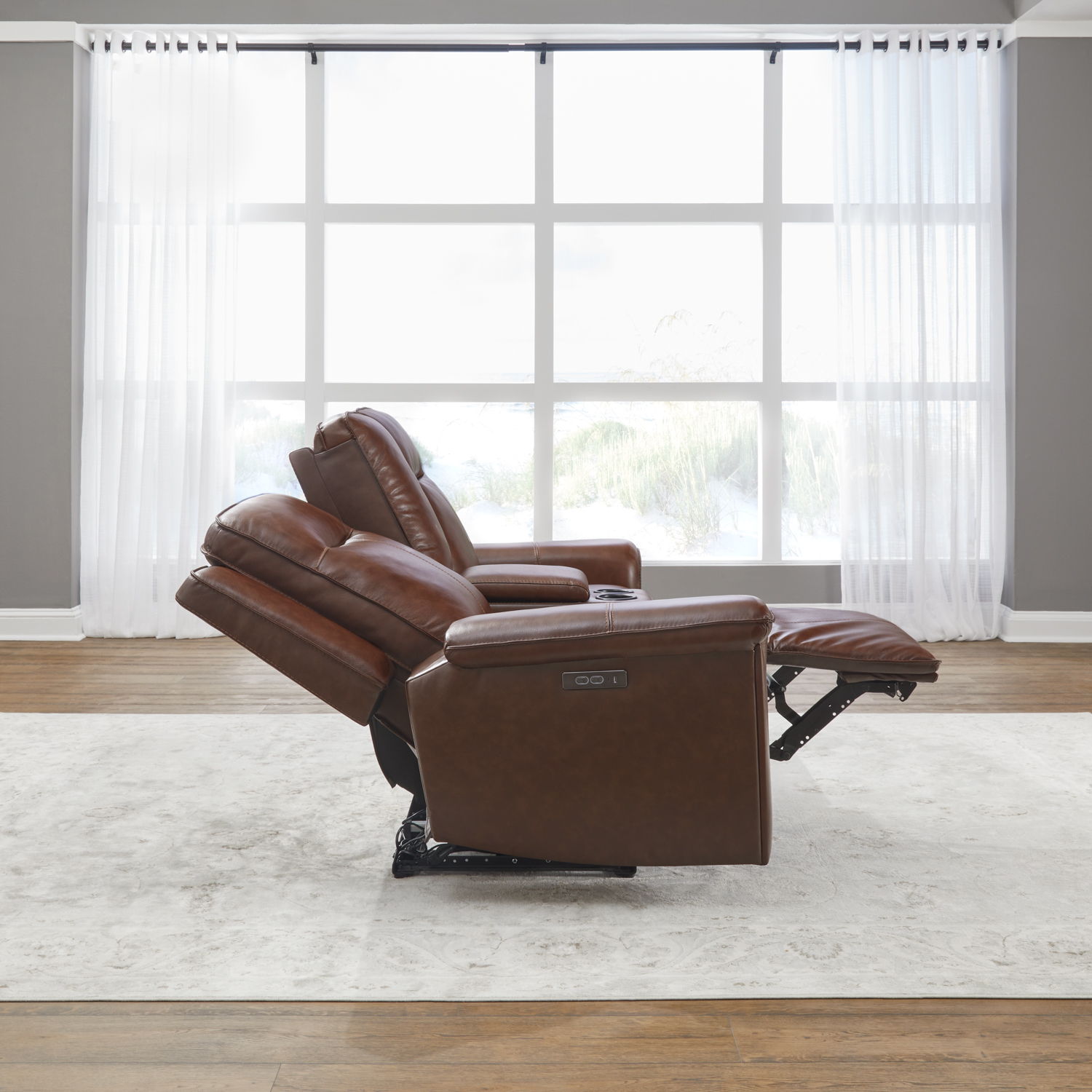 Liberty Furniture Avery - Loveseat with Console P2 - Cognac | Meri Furniture