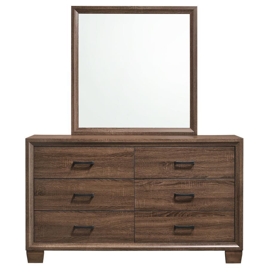 Coaster Fine Furniture Brandon - 6-Drawer Dresser With Mirror - Warm Brown | Meri Furniture
