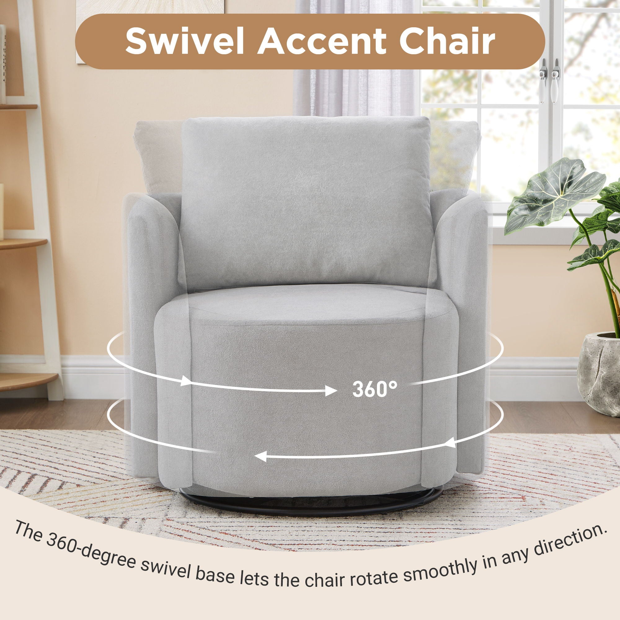 360° Modern Swivel Chair With Upholstered Curved Design