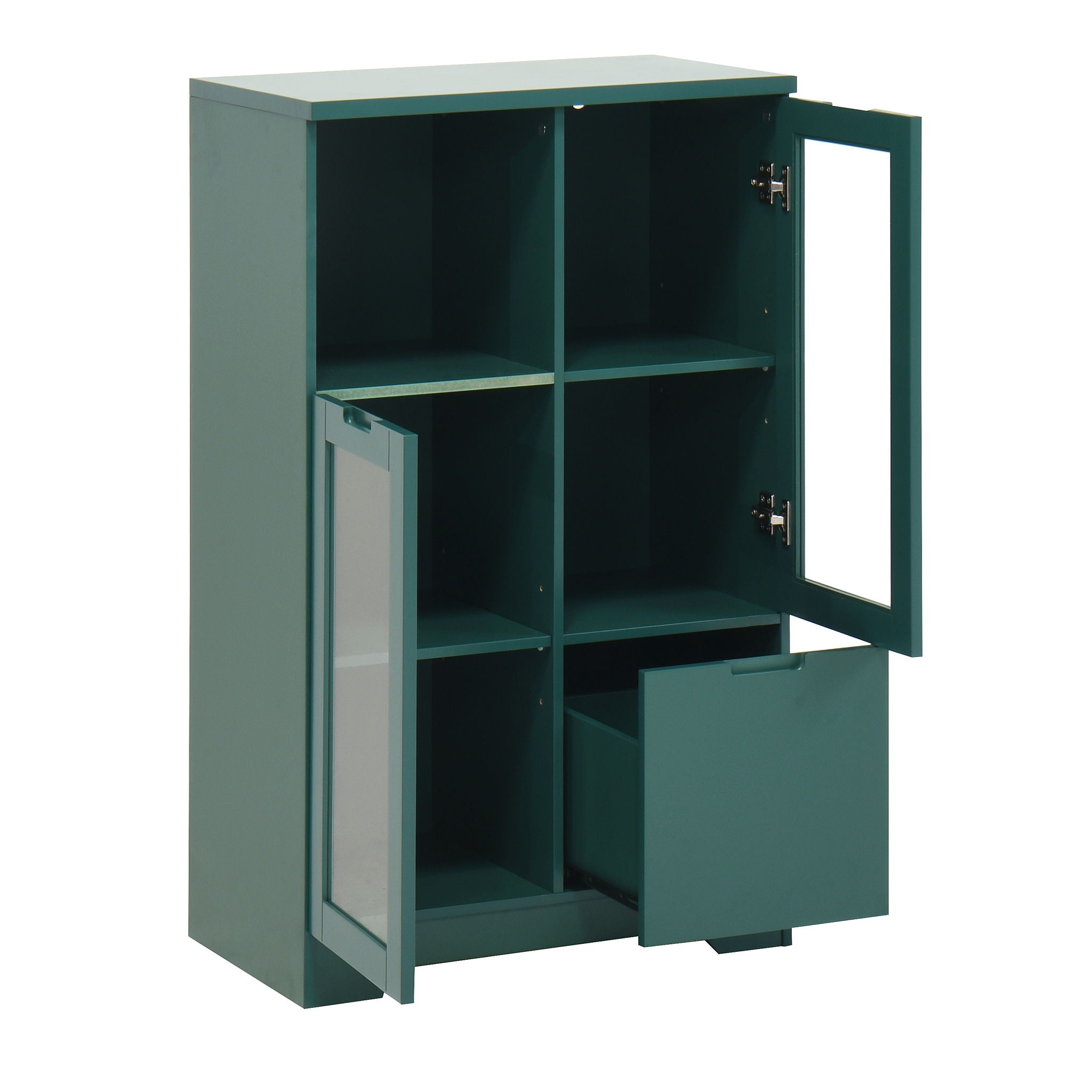 Modern Cabinet With Glass Doors And Drawer