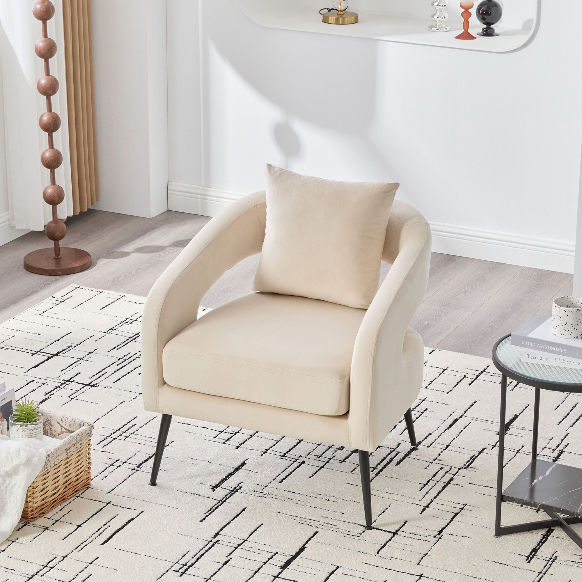 Open Back Accent Chair, Round Sofa Lounge Armchair