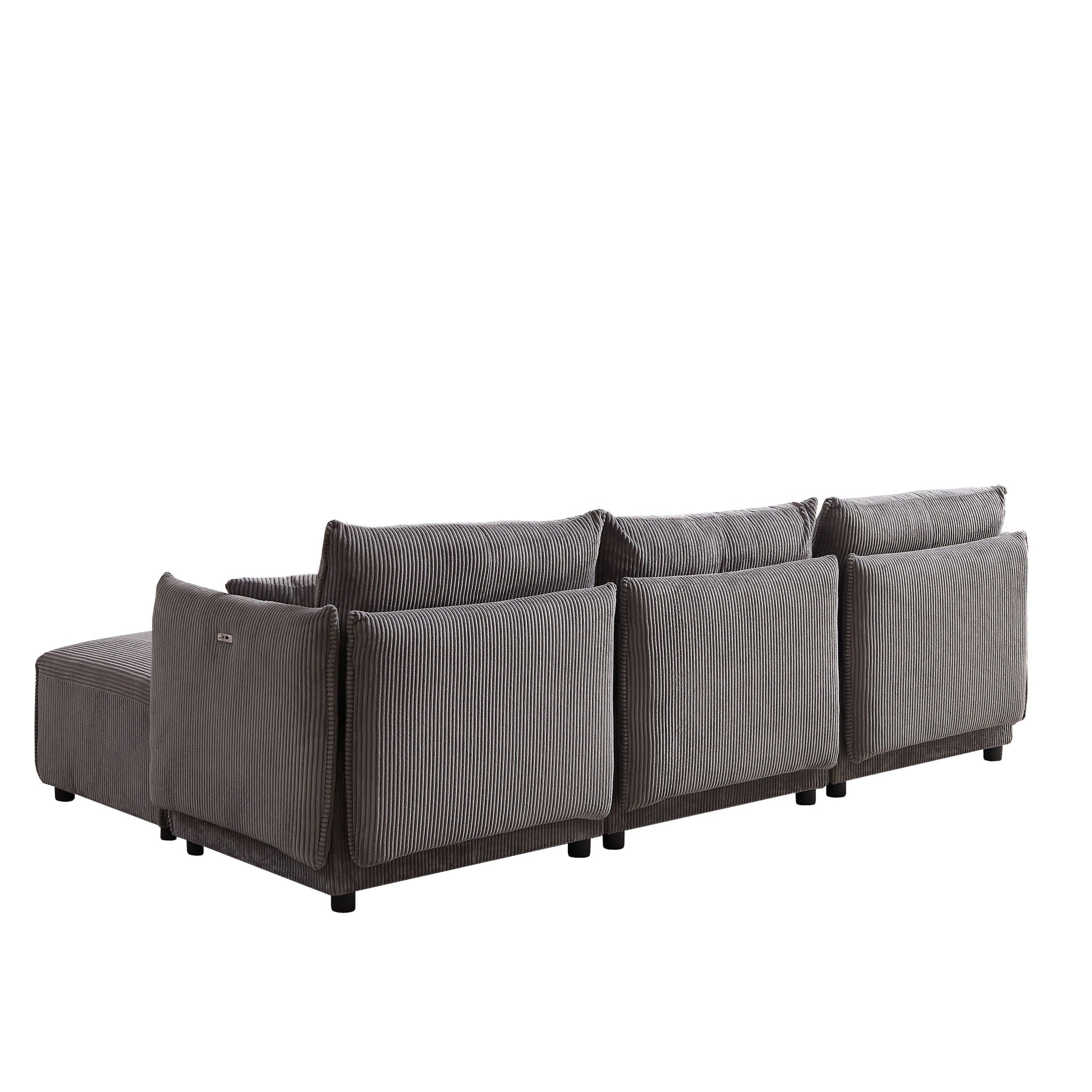 Modern Minimalist Corduroy Combination Sofa With 2 Comfort Cushions With USB & C Charging Ports