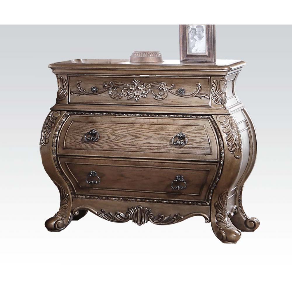 ACME The Ragenardus nightstand is an impeccable example of truly memorable luxurious traditional design. | Meri Furniture