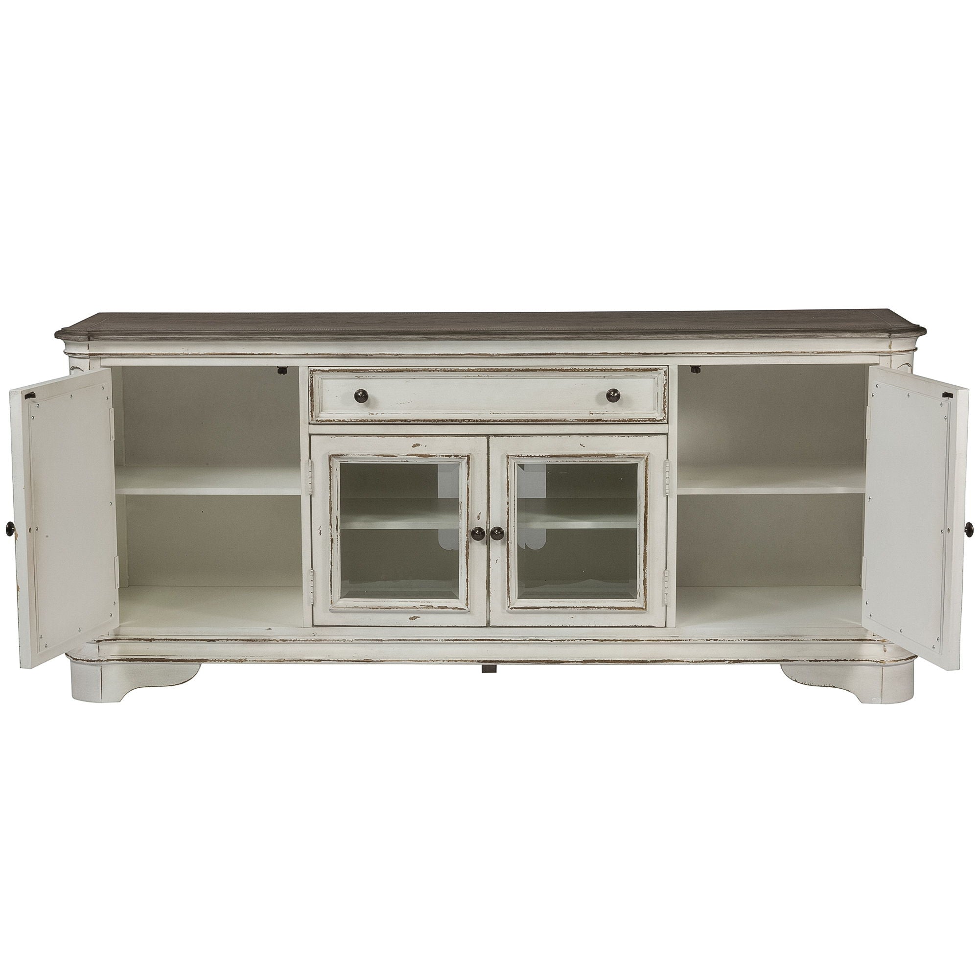 Liberty Furniture Magnolia Manor - Entertainment TV Stand - White - Glass Doors | Meri Furniture