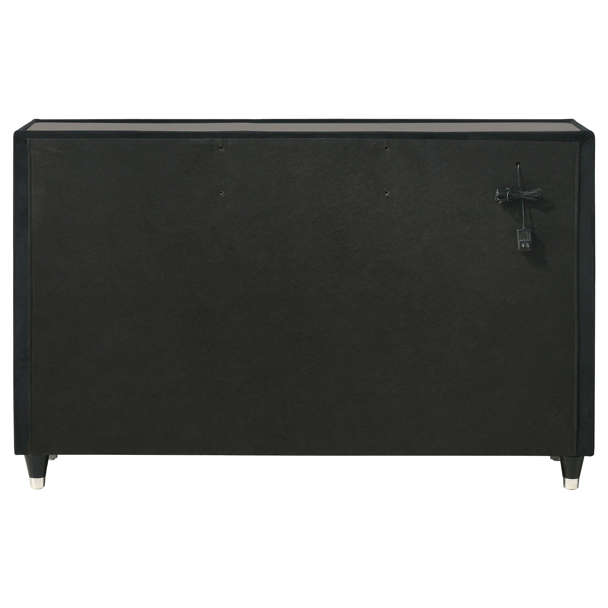 Ravenne 8-drawer Velvet Upholstered LED Dresser Cabinet Black