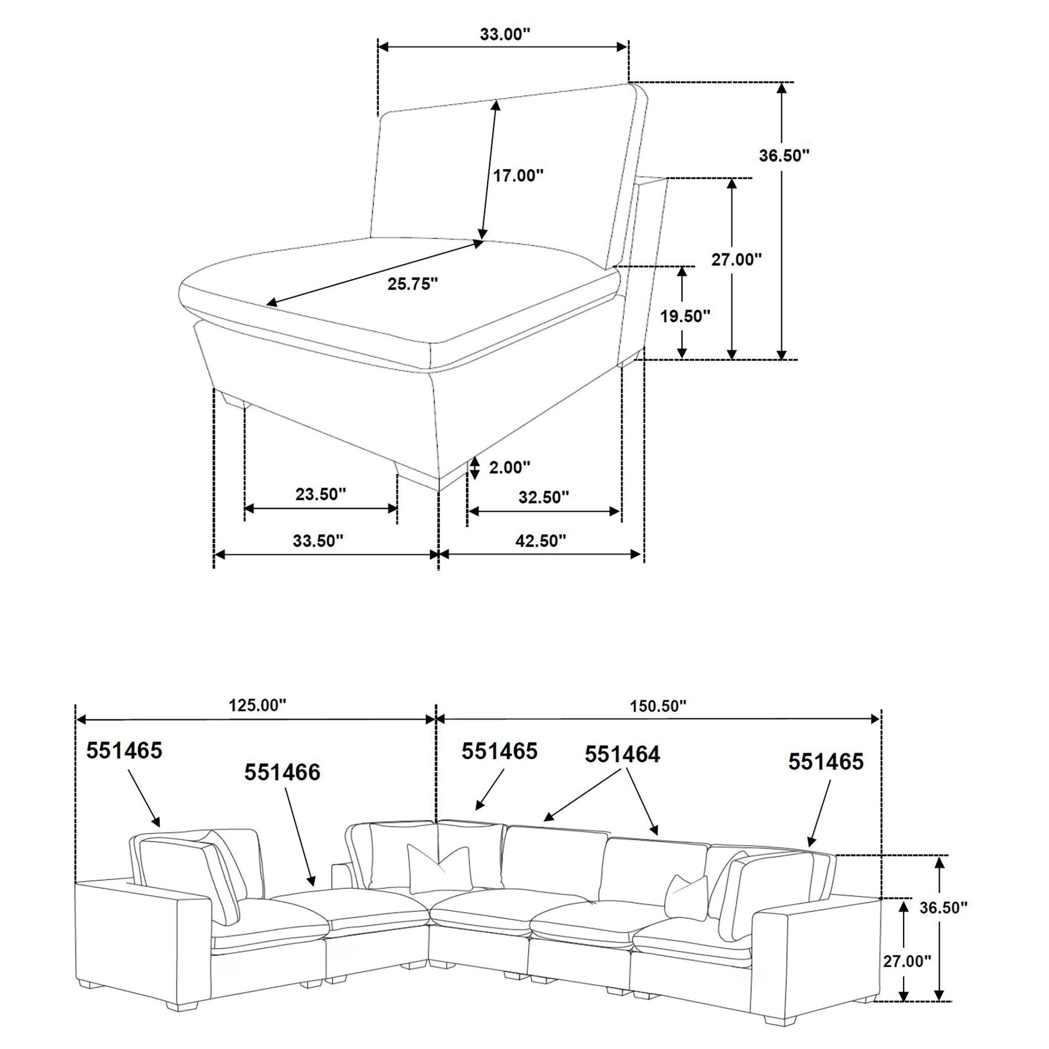Lakeview 5-piece Upholstered Modular Sectional Chocolate