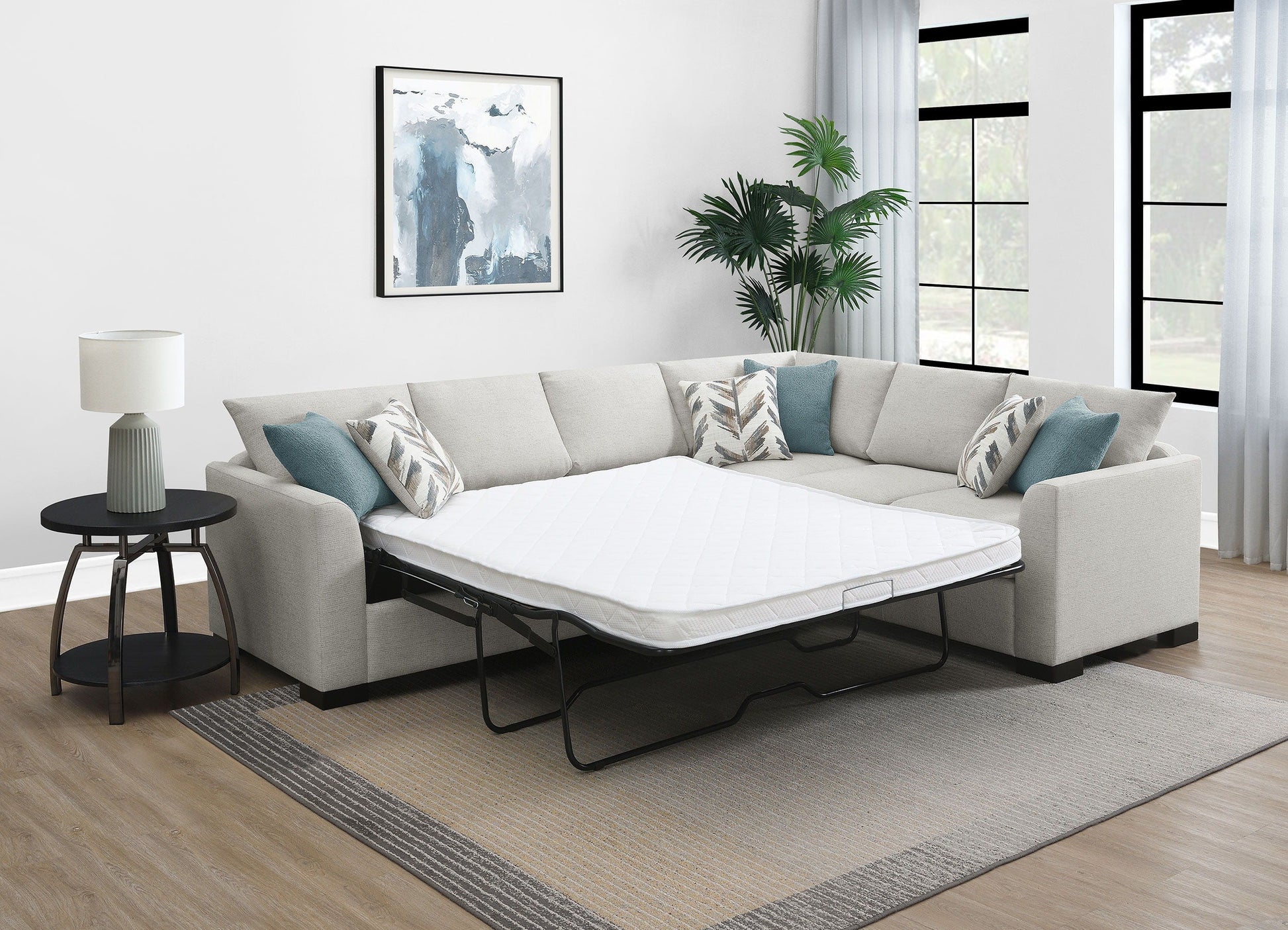 Coaster Fine Furniture Ashford - Chenille Upholstered Sleeper Sectional Sofa - Greige | Meri Furniture