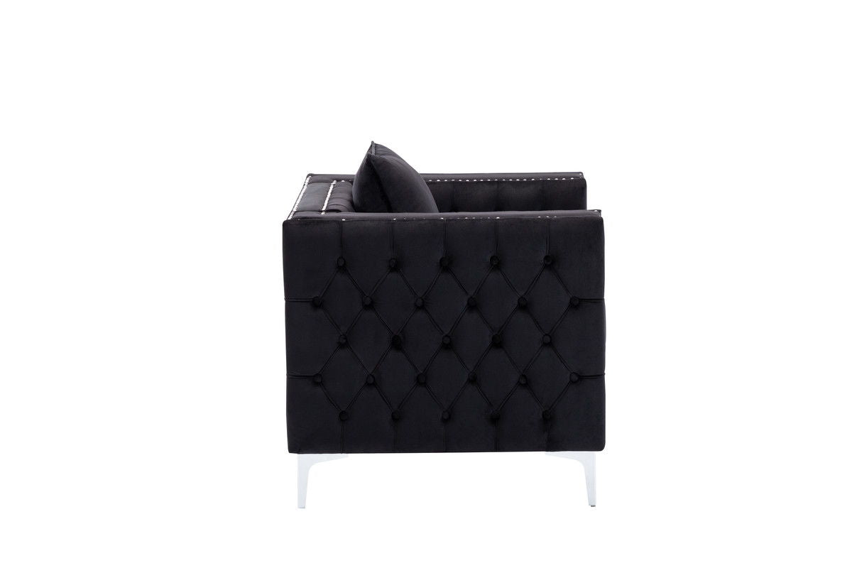 Lorreto 40"W Black Velvet Chair