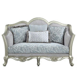 Qunsia - Loveseat - Light Gray Linen & Champagne Finish