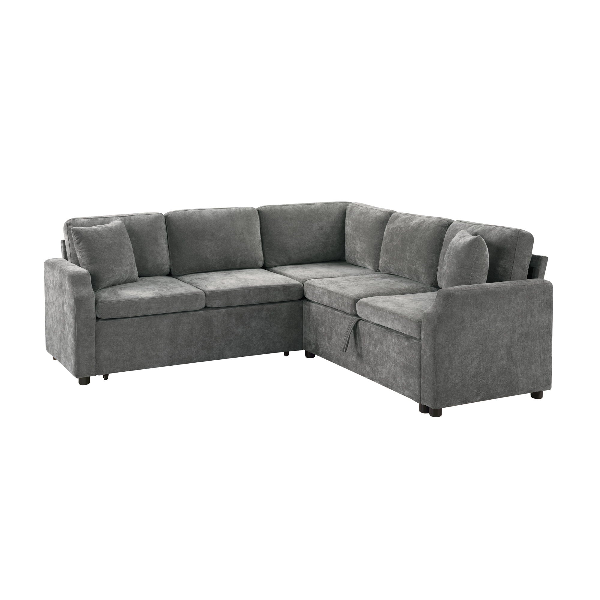 Modern L Shaped Sectional Sofa Bed With Hidden Storage Chenille Upholstery