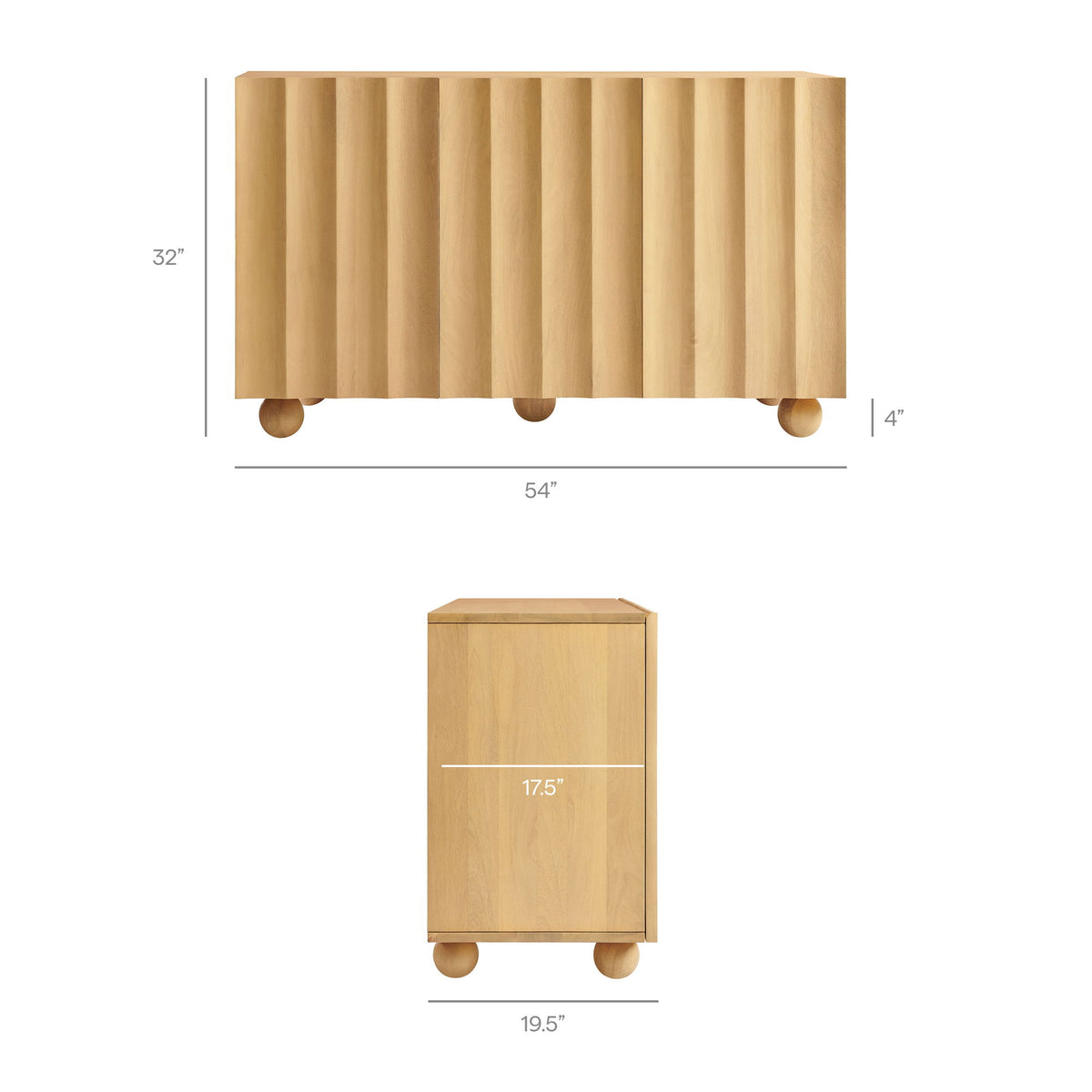 Sorren 54 Inch Scalloped Wood 3-Door Sideboard by Modway