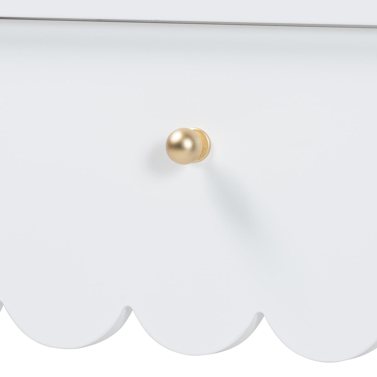 Roni Writing Desk with Drawers - Modern Cottage Style Desk with Scalloped Detailing for Home Office or Vanity, White