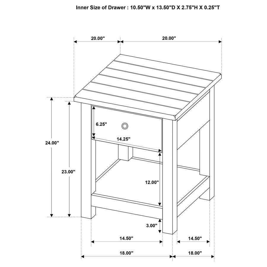 Payne - 1 Drawers Wood End Table with Shelf