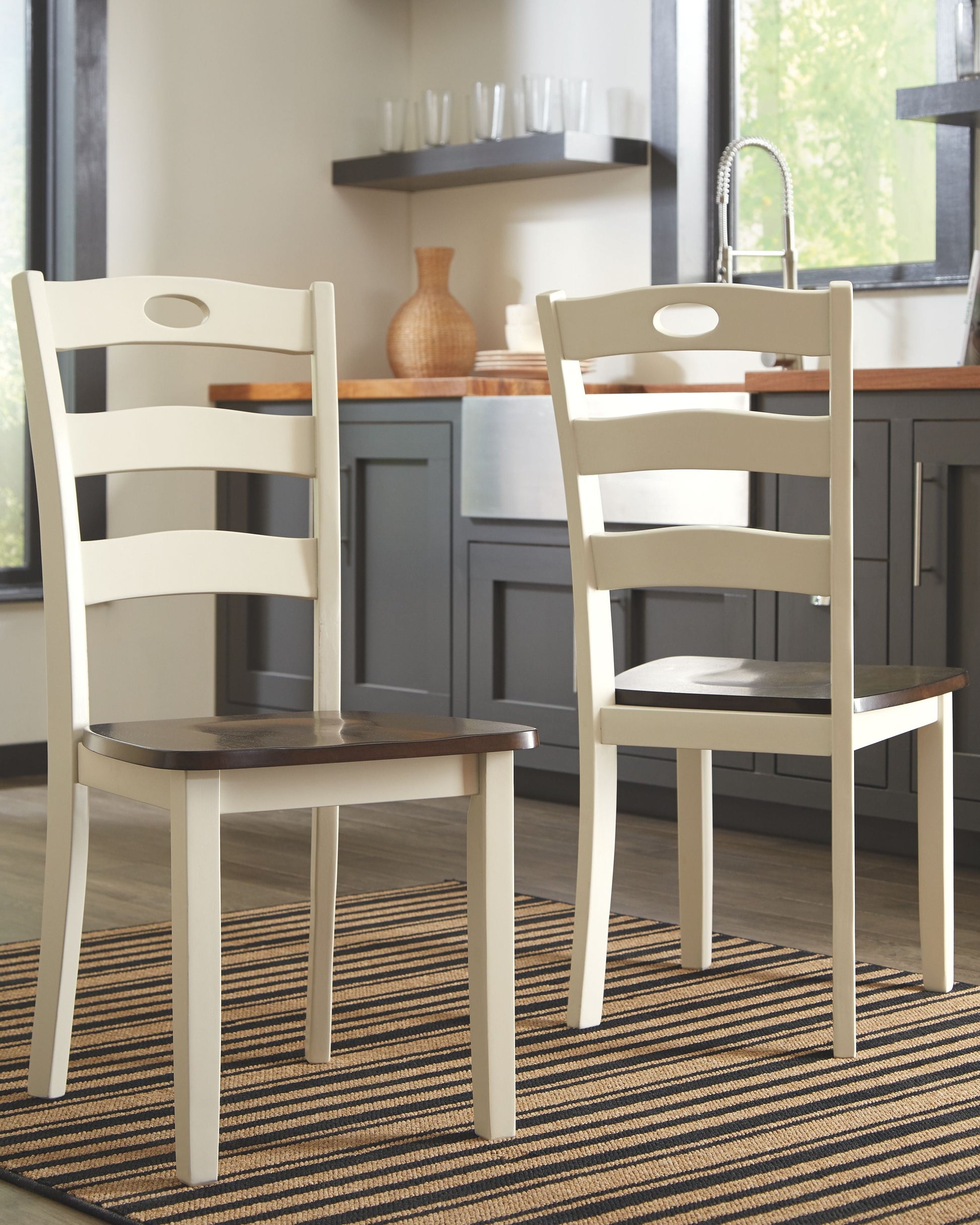 Signature Design by Ashley® Woodanville - Cream / Brown - Dining Room Side Chair (Set of 2) | Meri Furniture