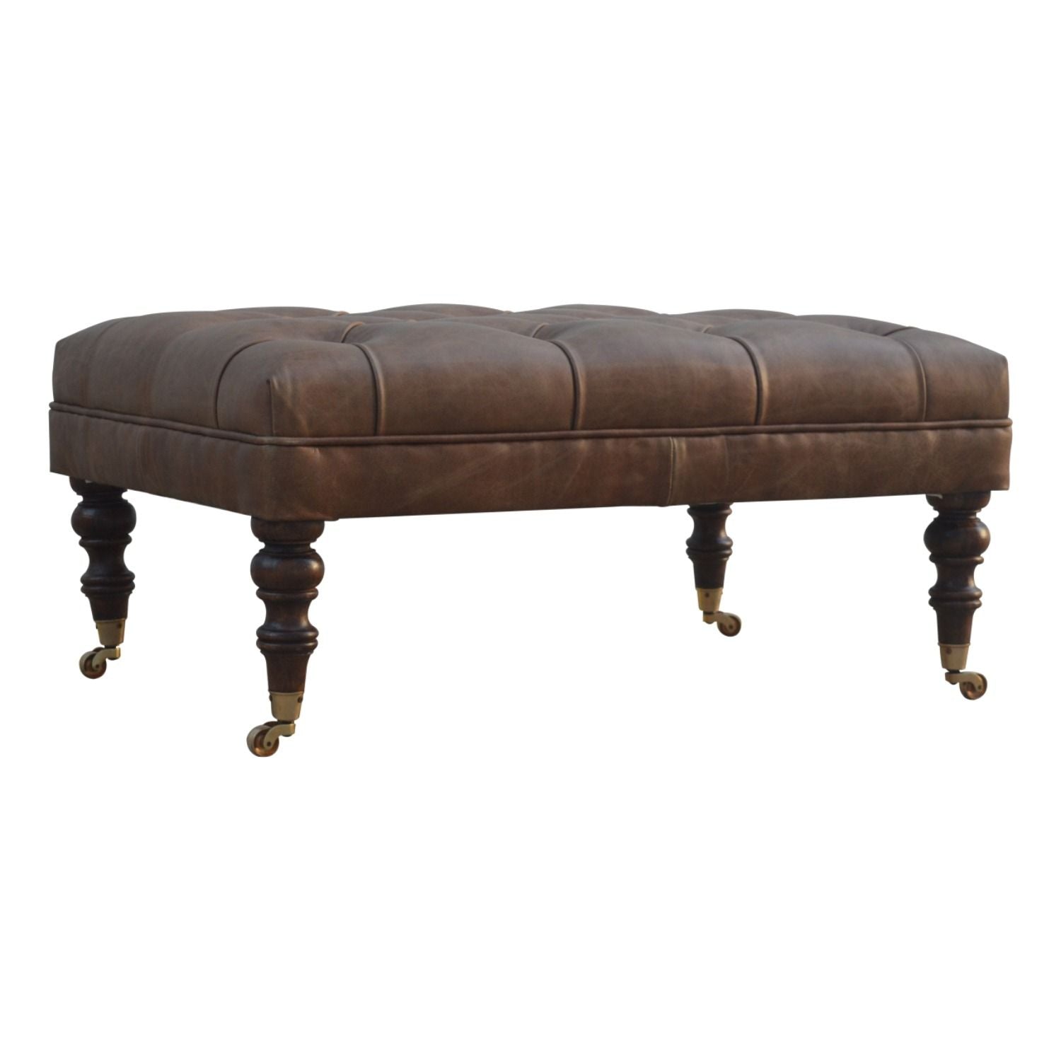 Buffalo - Leather Ottoman With Castor Legs