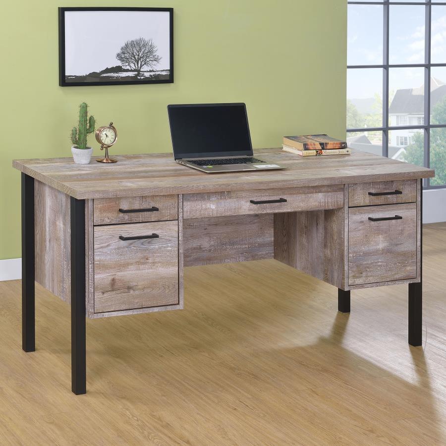Coaster Fine Furniture Samson - 4-Drawer Office Computer Desk - Weathered Oak | Meri Furniture