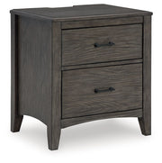 Signature Design by Ashley® Montillan - Grayish Brown - Two Drawer Night Stand | Meri Furniture