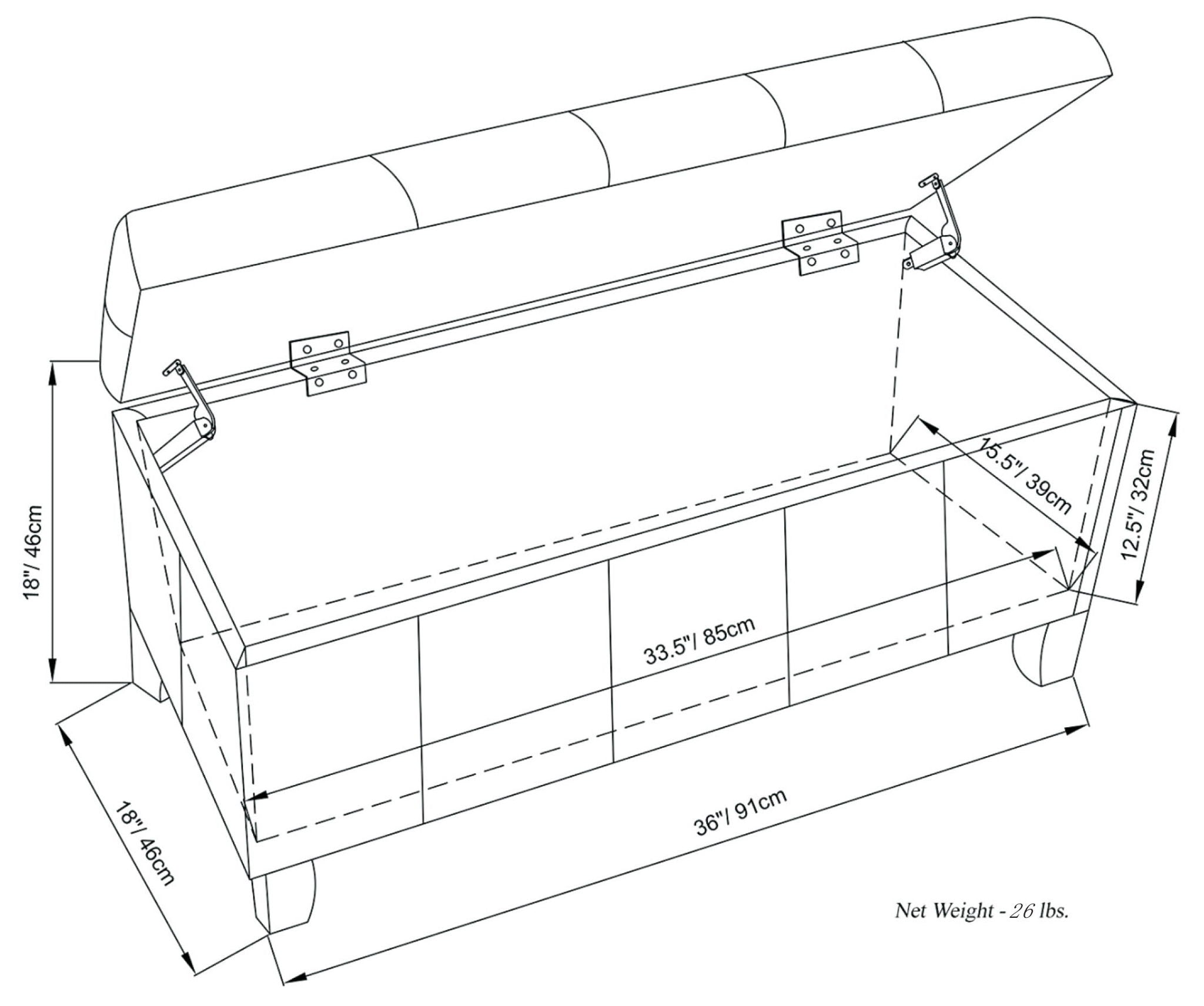 Dover - Upholstered Storage Ottoman Bench