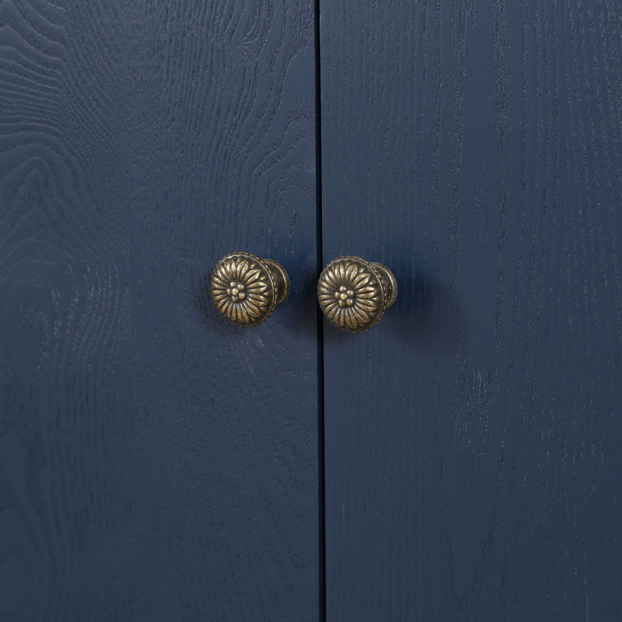 Refined Industrial 4 Door Credenza With Arc Legs & Bronze Clasps