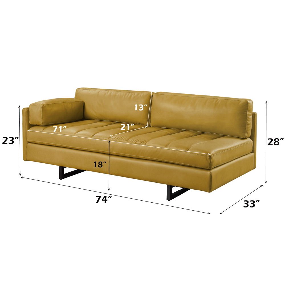 Radia - Sofa With Pillow - Turmeric Top Grain Leather