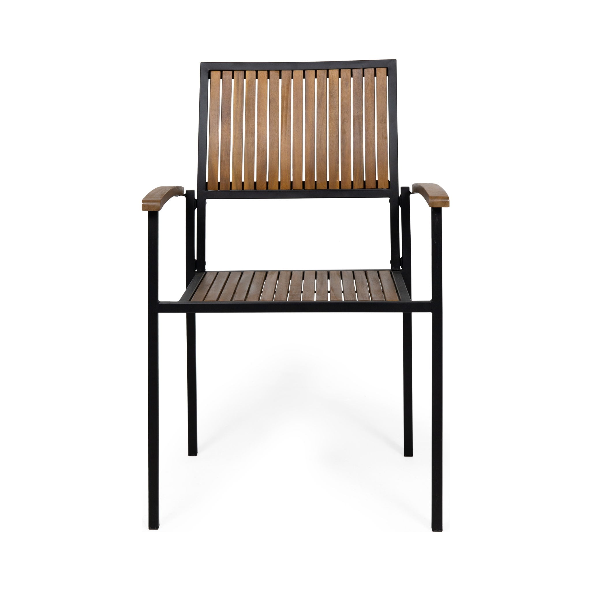 Vermilion - Outdoor Dining Chair With Vertical Slat And Wooden Arm