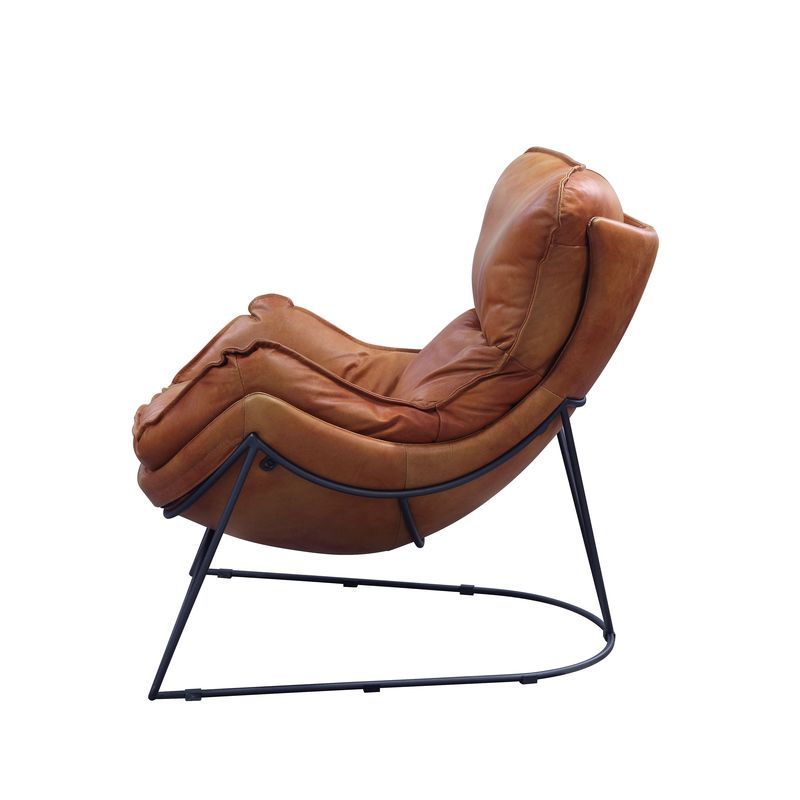 ACME Thurshan - Accent Chair - Aperol Top Grain Leather & Black Finish | Meri Furniture