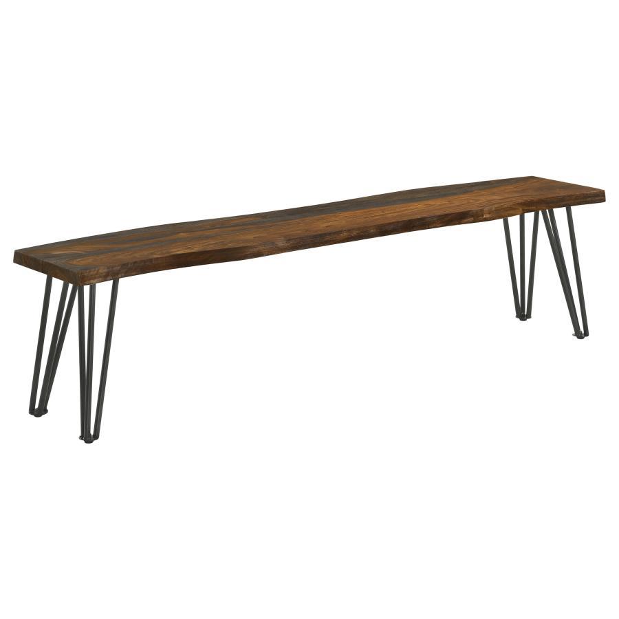 Coaster Fine Furniture Neve - Live Edge Wood Dining Bench Hairpin Legs - Gray Sheesham | Meri Furniture