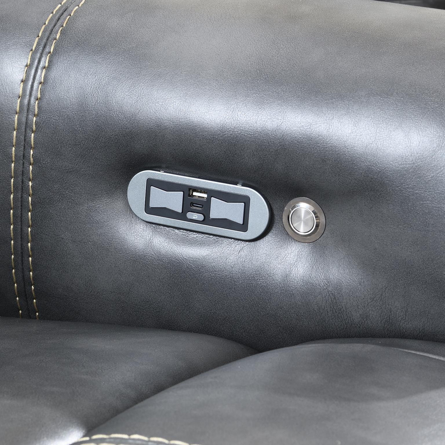 U66 - Power Reclining Sofa - Dark Gray