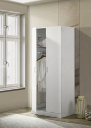 Michael 29.5"W White Double Door Wardrobe Cabinet Armoire with Shelf and Hanging Rod