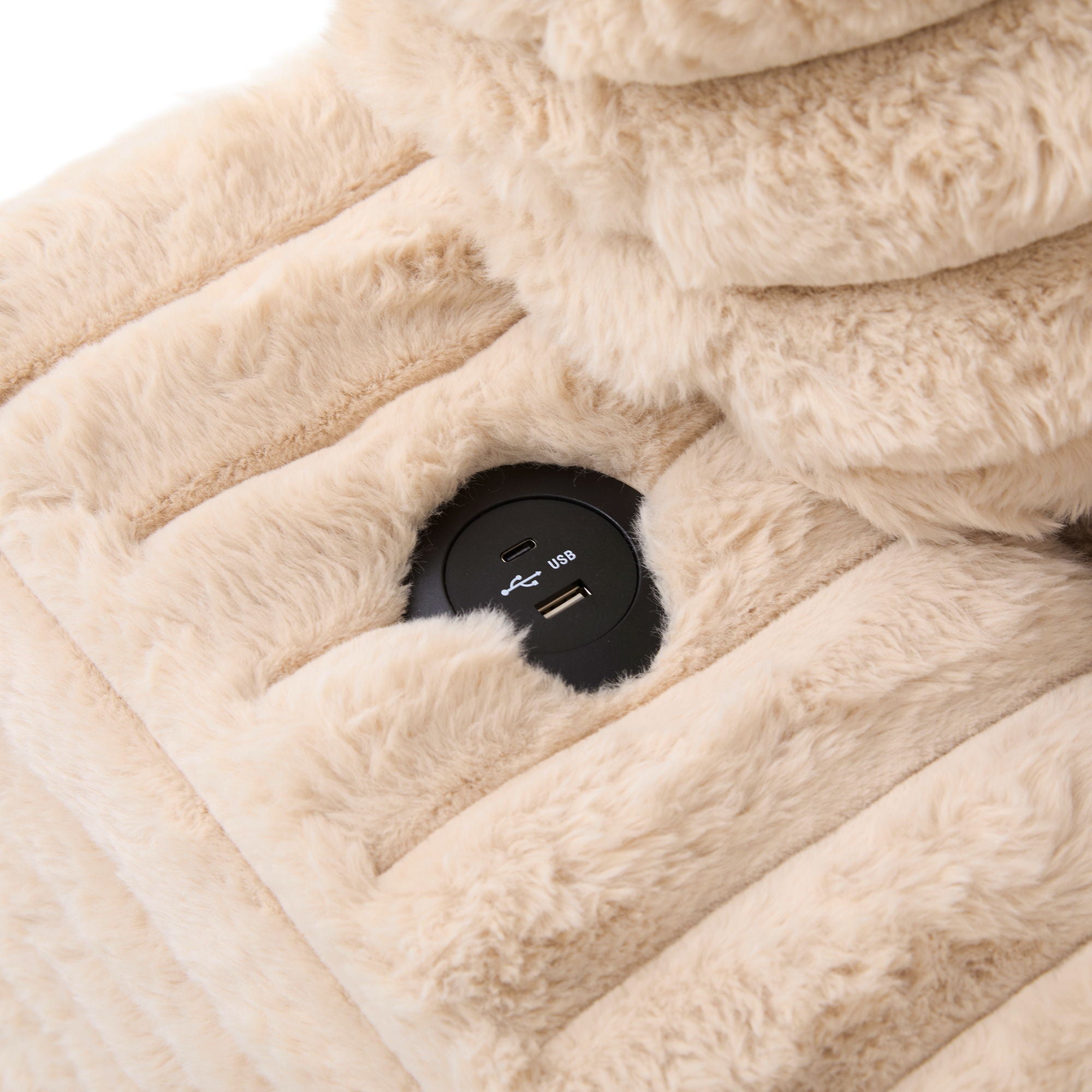 Plush Oversized Double Chaise Lounge Sofa Bed With USB Ports And Cup Holders