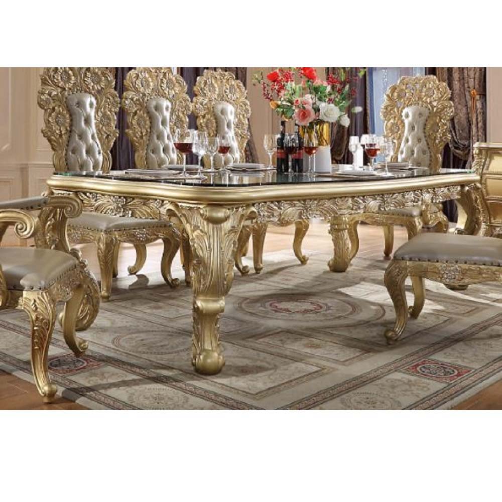 ACME Cabriole - Dining Table - Gold Finish - 31" | Meri Furniture
