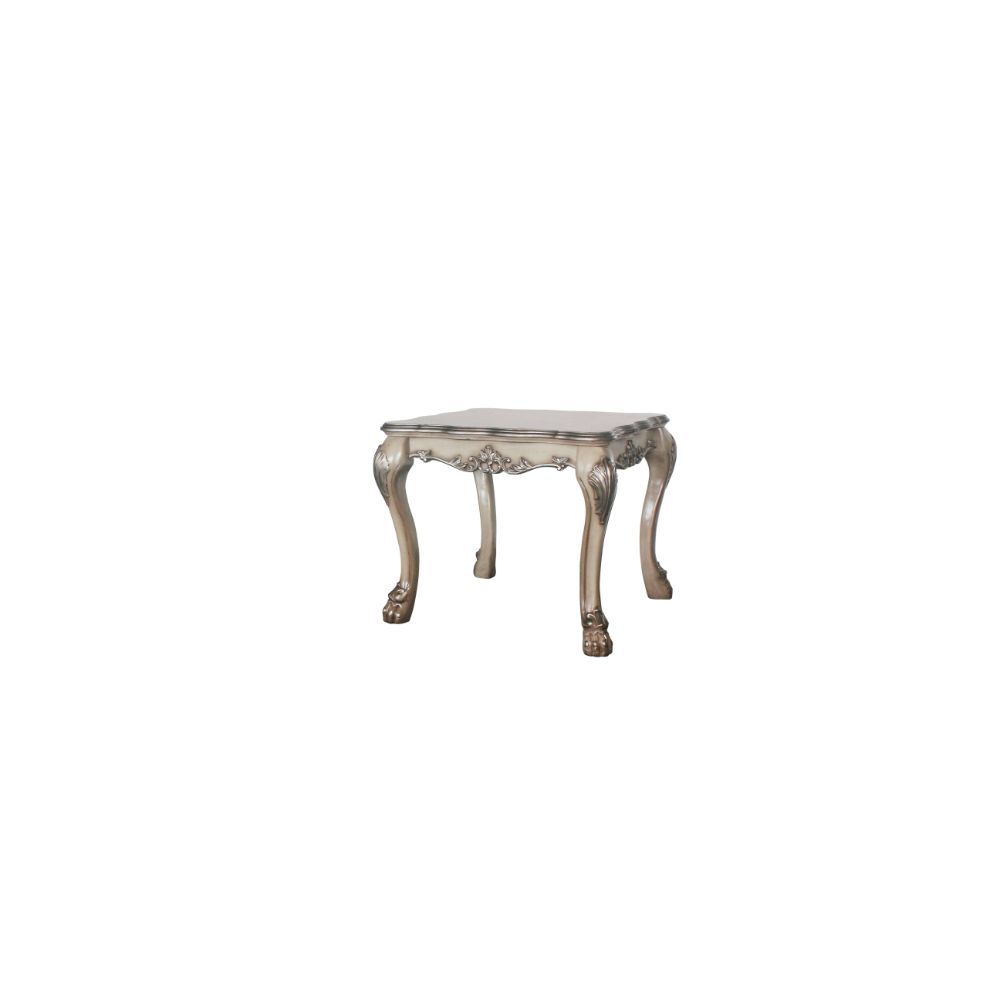 ACME The Dresden traditional end table, reflects highly decorative details, oversized claw feet, decorative carving inlay veneers on apron, all carefully made with selected materials. This table will be the showpiece of any room environment. | Meri Furnit